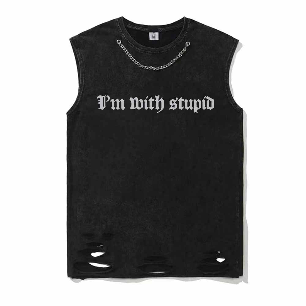 I’m With Stupid Vintage Washed T-shirt Vest Top