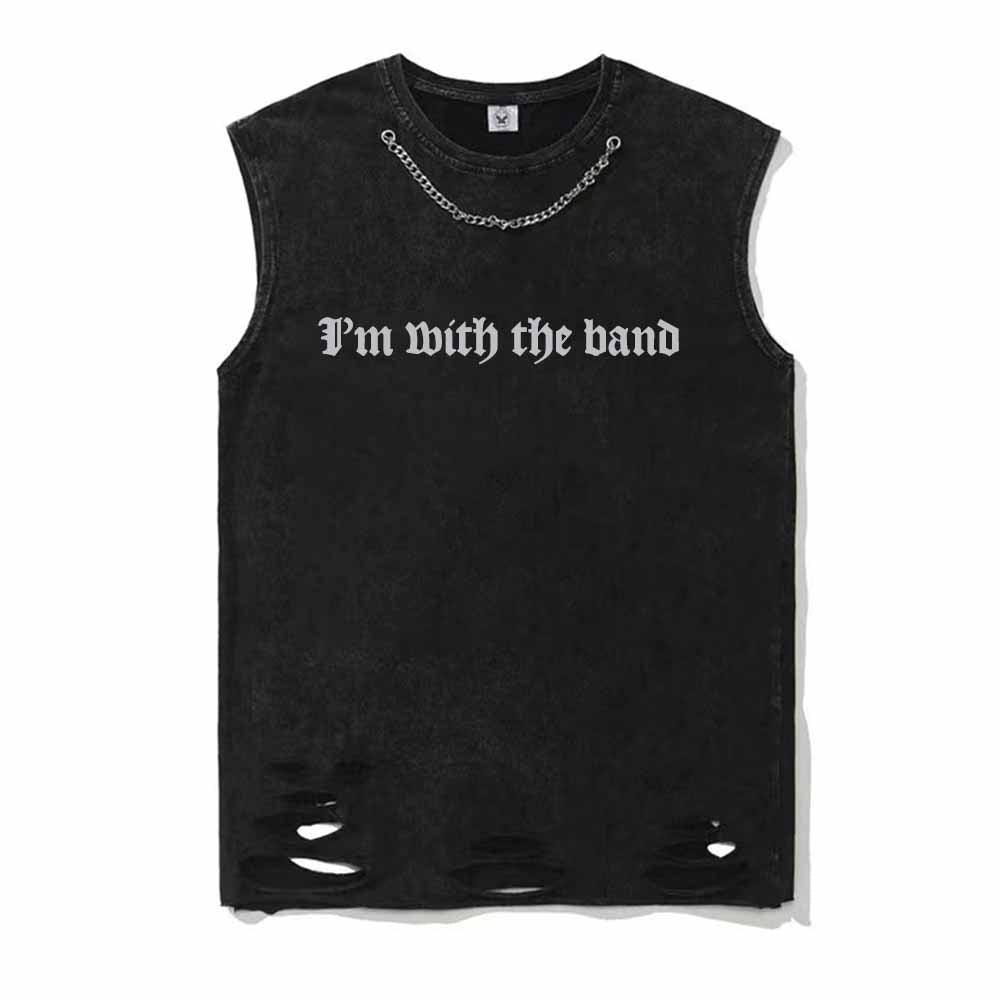 I’m With The Band Vintage Washed T-shirt Vest Top | Gthic.com