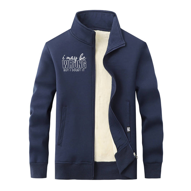 I May Be Wrong  Stand Collar Zip Cardigan