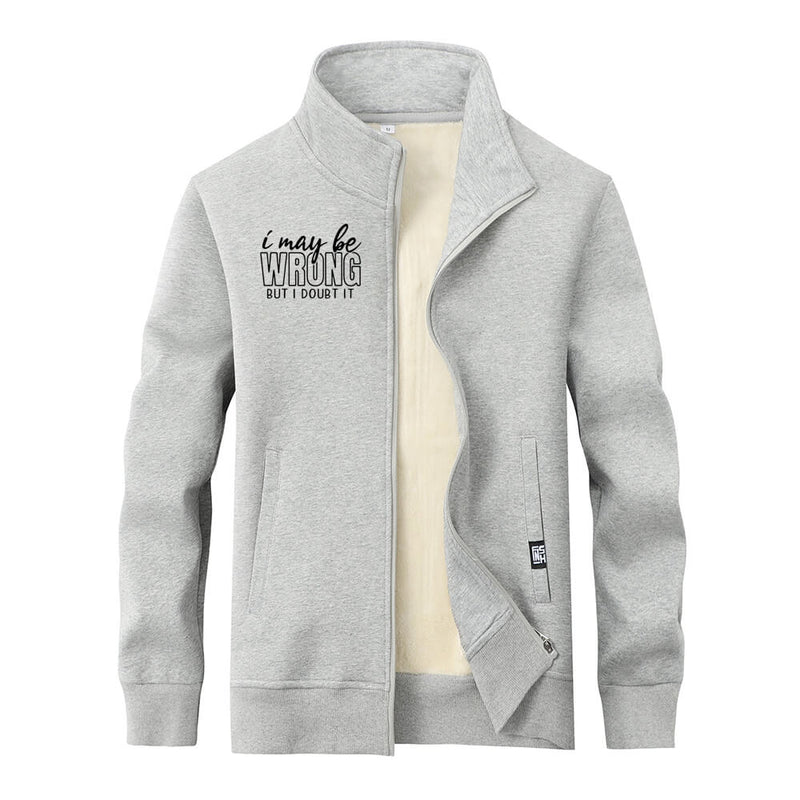 I May Be Wrong  Stand Collar Zip Cardigan