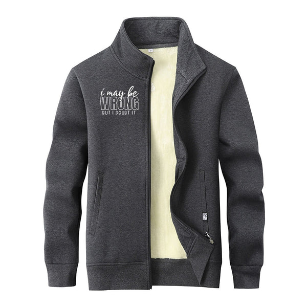 I May Be Wrong  Stand Collar Zip Cardigan