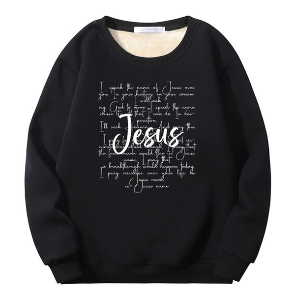 I Speak The Name Of Jesus Crew Collar Sweatshirt | Gthic.com