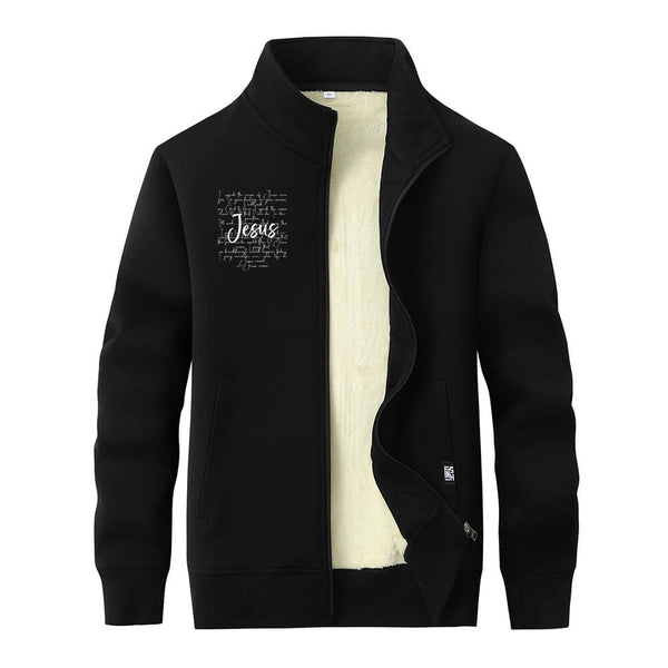 I Speak The Name Of Jesus Stand Collar Zip Cardigan | Gthic.com