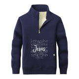 I Speak The Name Of Jesus Stand Collar Zip Sweatshirt | Gthic.com