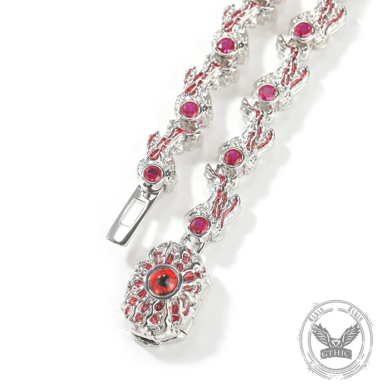 Iced Out Red Eyes Zircon-set Thorn Necklace