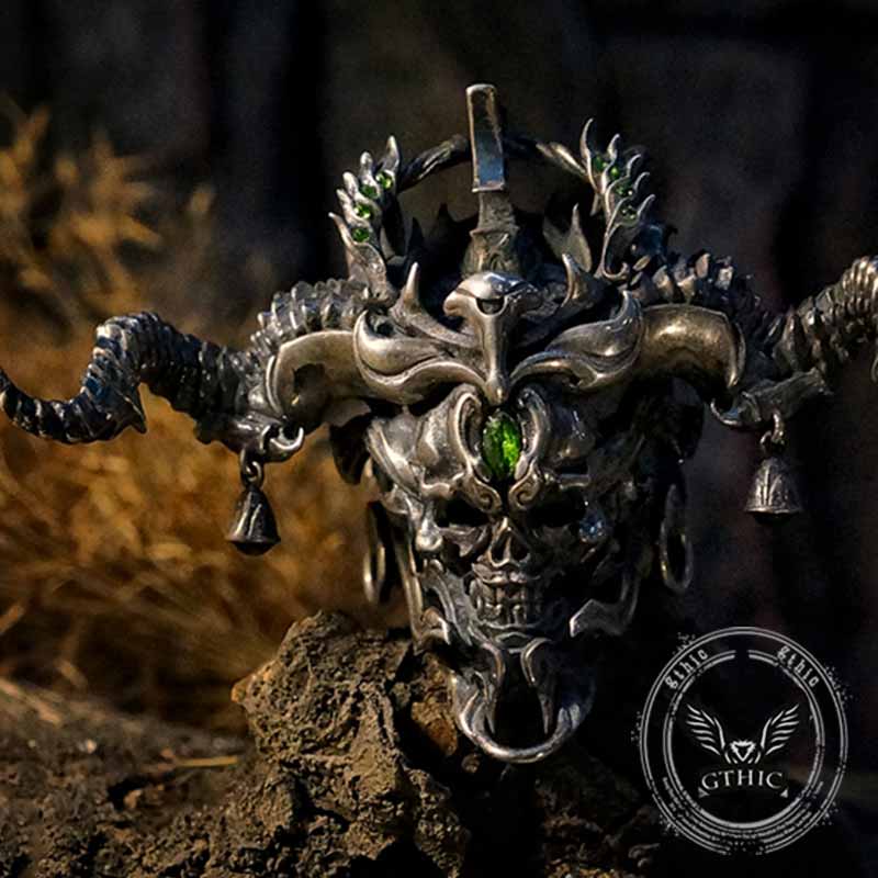 Bague tête de mort en argent sterling Geisha japonaise