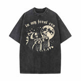 In My Feral Era Raccoon and Moon Vintage Washed T-shirt 01 | Gthic.com