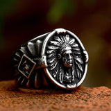 Indian Chief Feather Stainless Steel Ring | Gthic.com