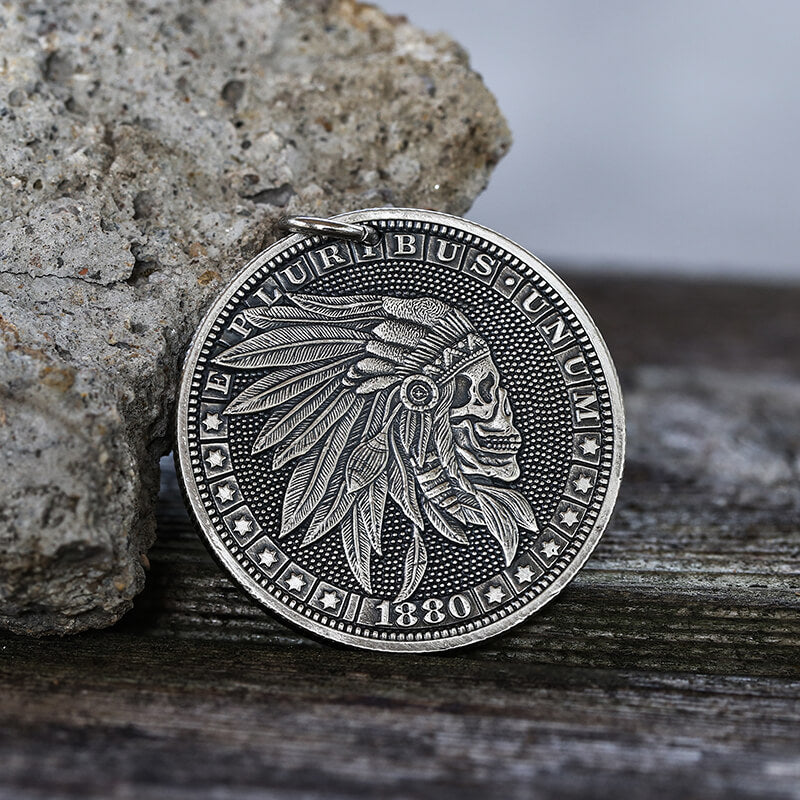 Indian Chief Hobo Nickel Skull Pendant | Gthic.com