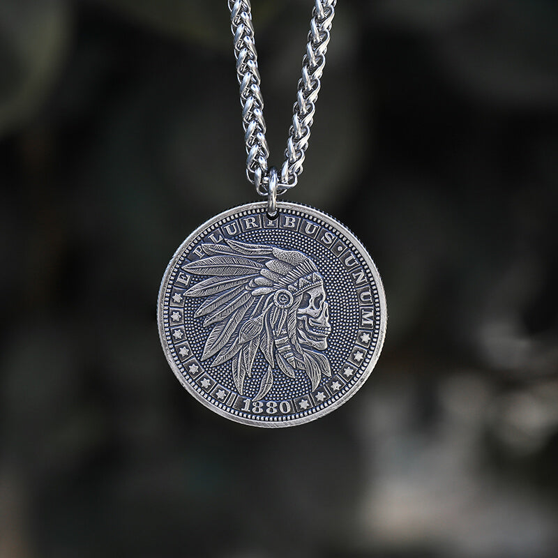 Indian Chief Hobo Nickel Skull Pendant | Gthic.com