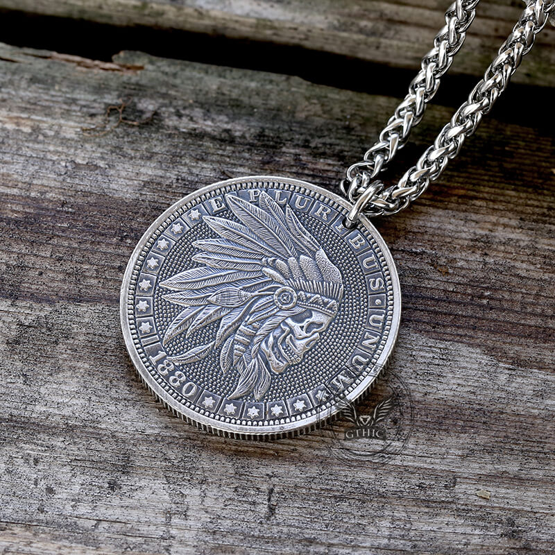 Pendentif tête de mort en nickel Indian Chief Hobo