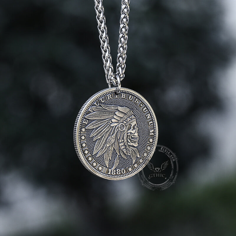 Indian Chief Hobo Nickel Skull Pendant