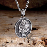 Indian Chief Skull Stainless Steel Pendant