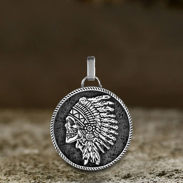 Indian Chief Skull Stainless Steel Pendant | Gthic.com