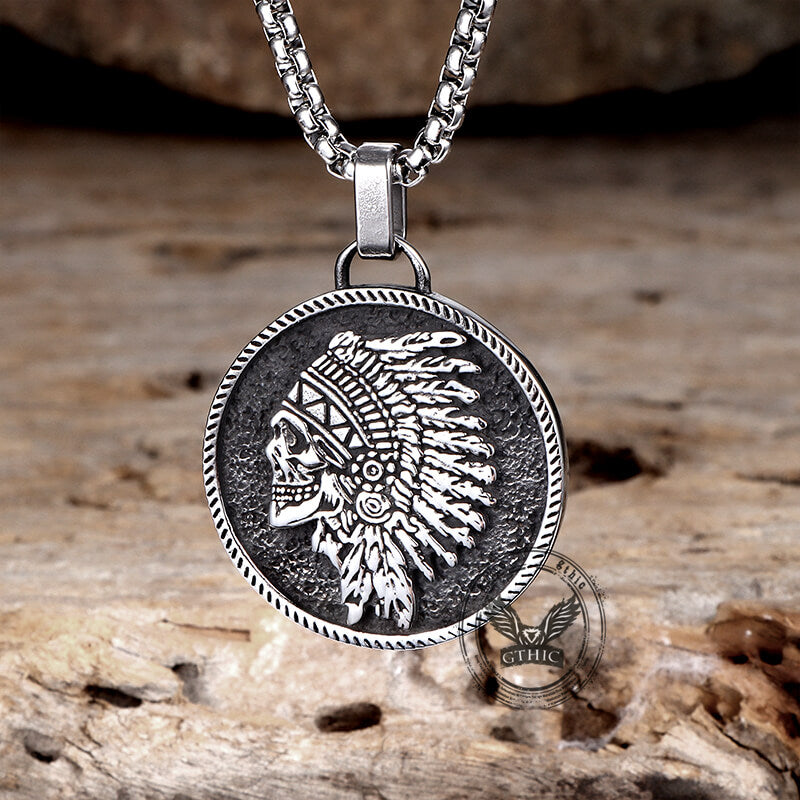 Indian Chief Skull Stainless Steel Pendant