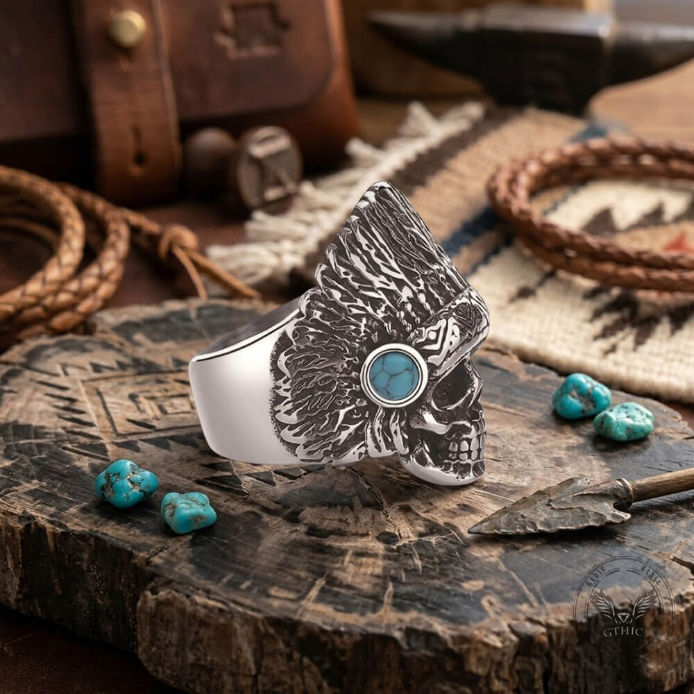 Indian Chief roestvrijstalen schedelring
