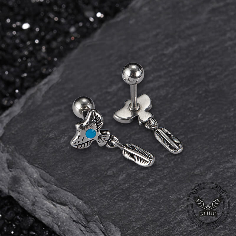 Indian Eagle Stainless Steel Stud Earrings | Gthic.com