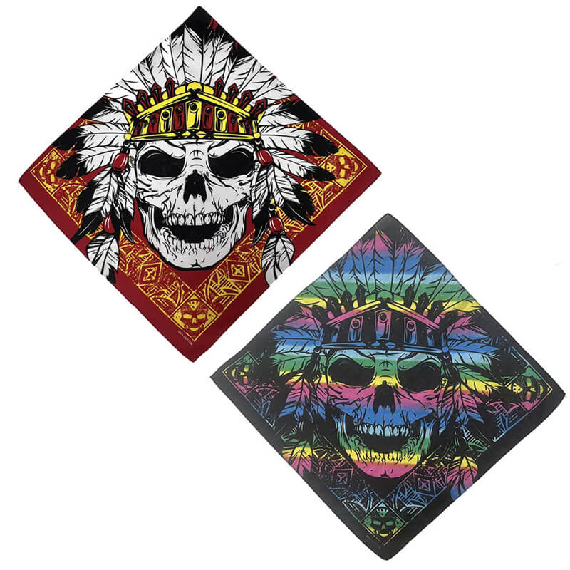 Indian Skull Cotton Square Scarf