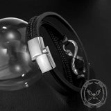 Infinity Ouroboros Stainless Steel Leather Bracelet