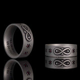 Infinity Skull Hexagram Gem Sterling Silver Band Ring | Gthic.com