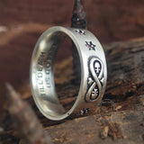 Infinity Skull Hexagram Gem Sterling Silver Band Ring | Gthic.com