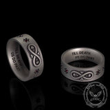 Infinity Skull Hexagram Gem Sterling Silver Band Ring