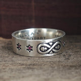 Infinity Skull Hexagram Gem Sterling Silver Band Ring
