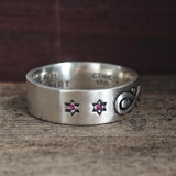 Infinity Skull Hexagram Gem Sterling Silver Band Ring