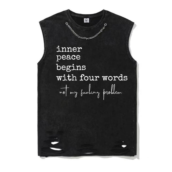 Inner Peace Begins With Four Word Short Sleeve T-shirt Vest | Gthic.com