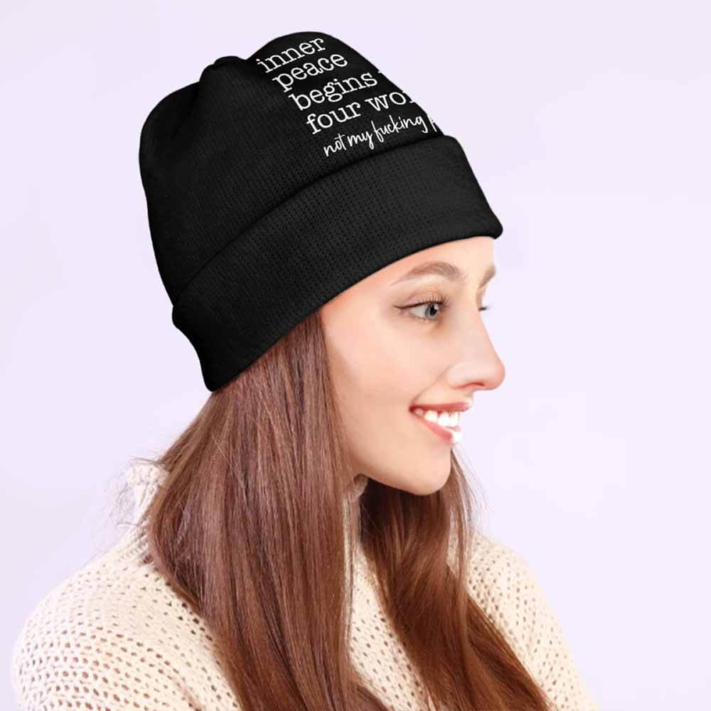 Inner Peace Begins With Four Words Warm Knitted Beanie Hat