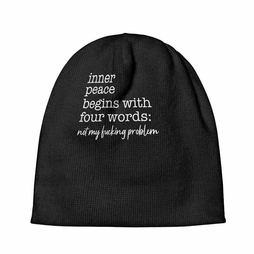 Inner Peace Begins With Four Words Warm Knitted Beanie Hat