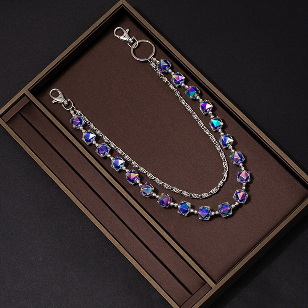 Iridescent Beaded Double-Layer Hip-Hop Alloy Pants Chain