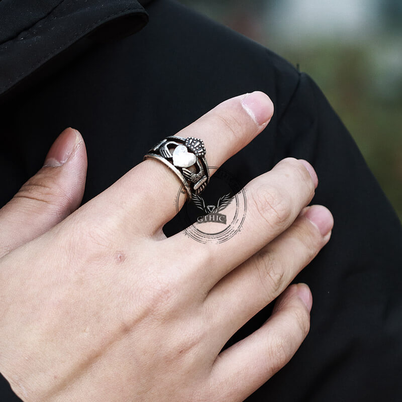 Anillo de bodas irlandés Claddagh de acero inoxidable