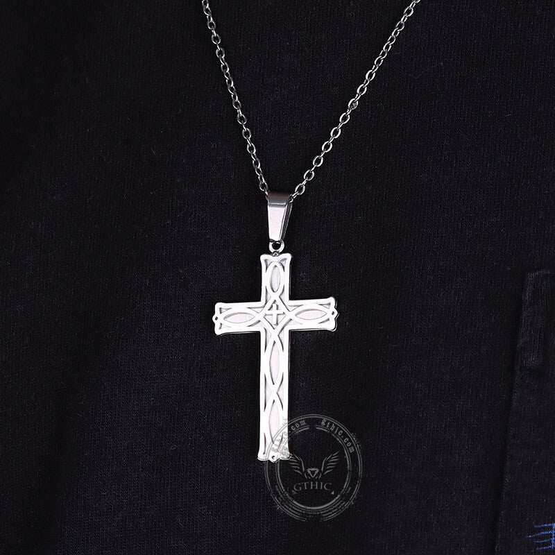 Irish Knot Stainless Steel Cross Pendant