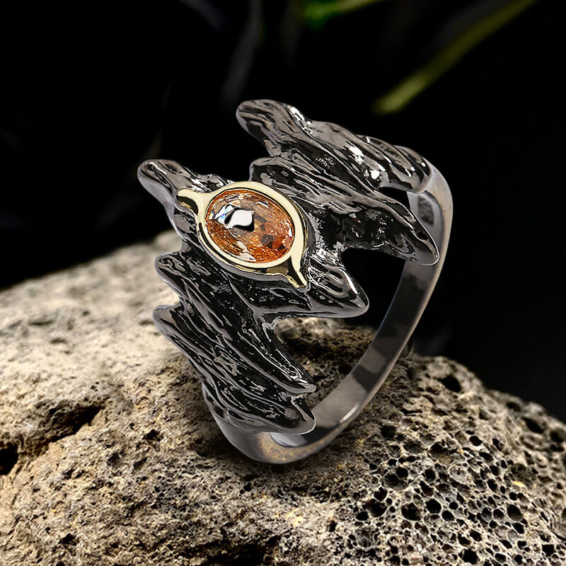 Irregular Black Bark Brass Gothic Ring | Gthic.com