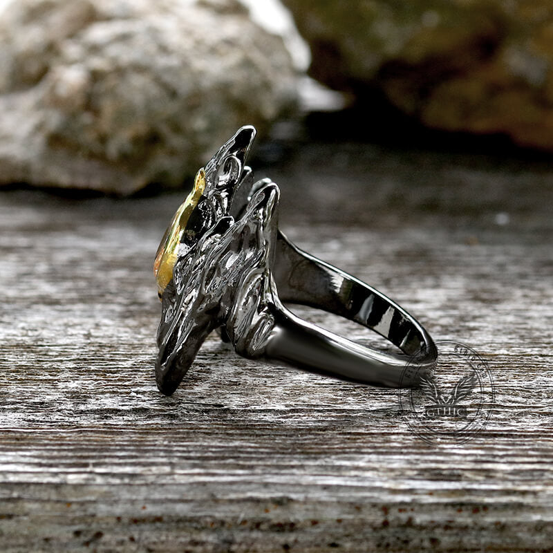 Irregular Black Bark Brass Gothic Ring | Gthic.com