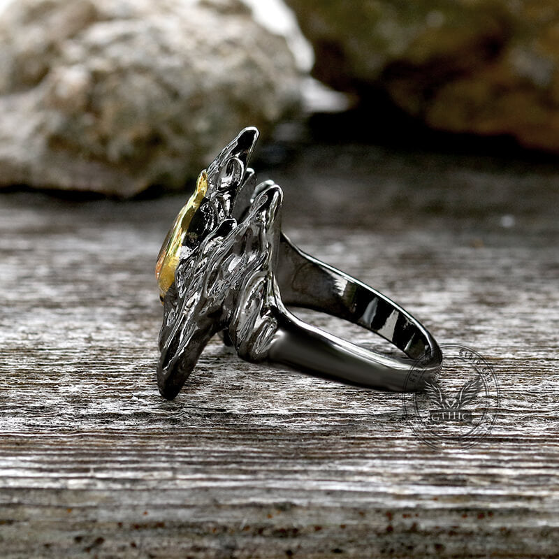 Irregular Black Bark Brass Gothic Ring | Gthic.com