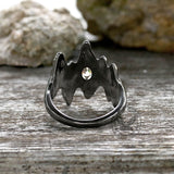 Irregular Black Bark Brass Gothic Ring