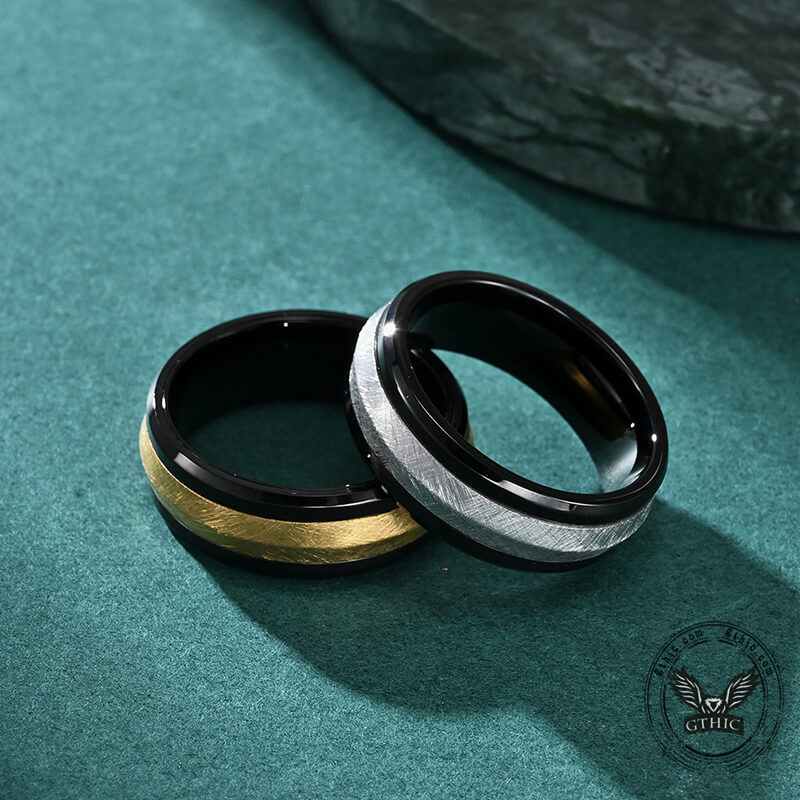 Irregular Brushed Stainless Steel Band Ring | Gthic.com
