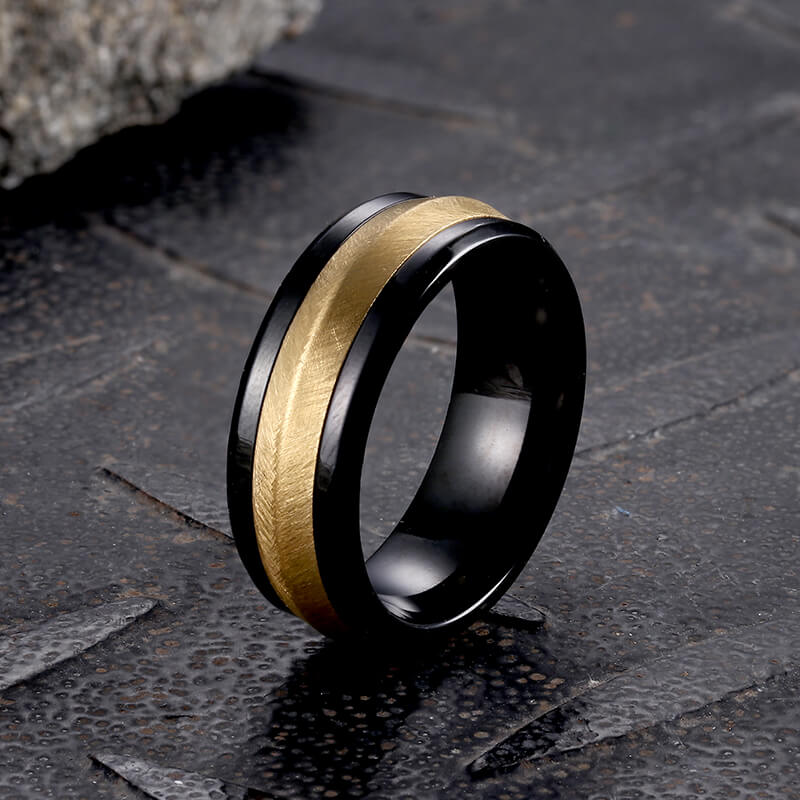 Irregular Brushed Stainless Steel Band Ring | Gthic.com