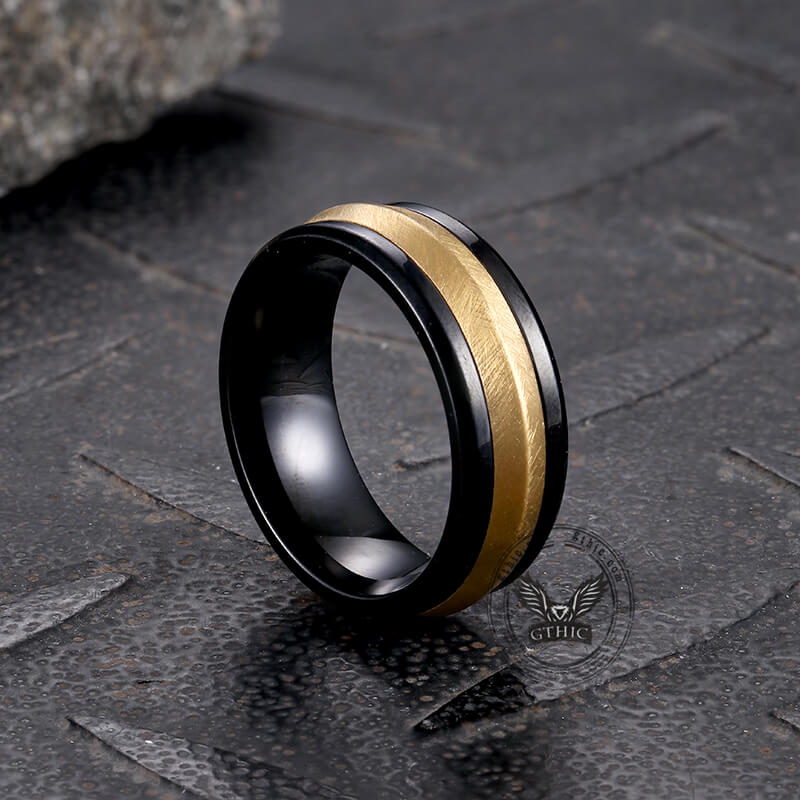 Irregular Brushed Stainless Steel Band Ring