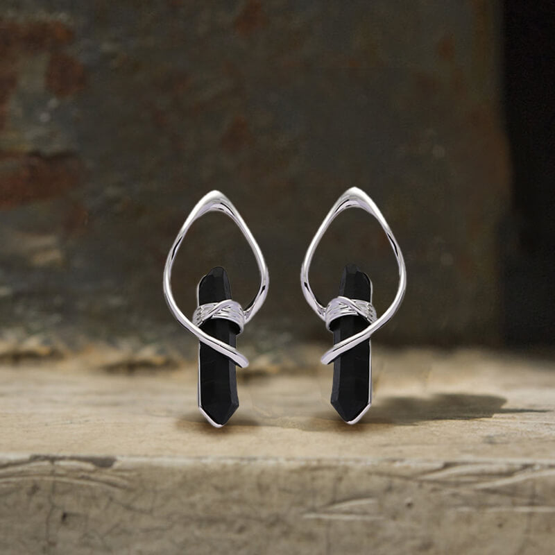 Irregular Design Alloy Obsidian Earrings | Gthic.com