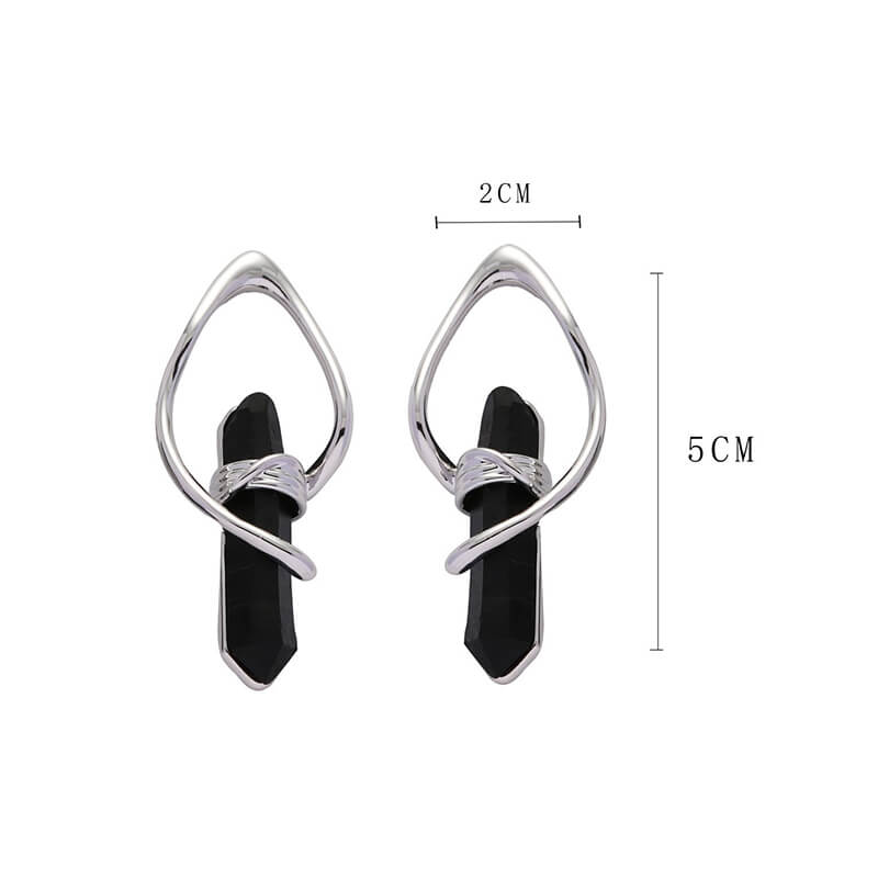 Irregular Design Alloy Obsidian Earrings | Gthic.com