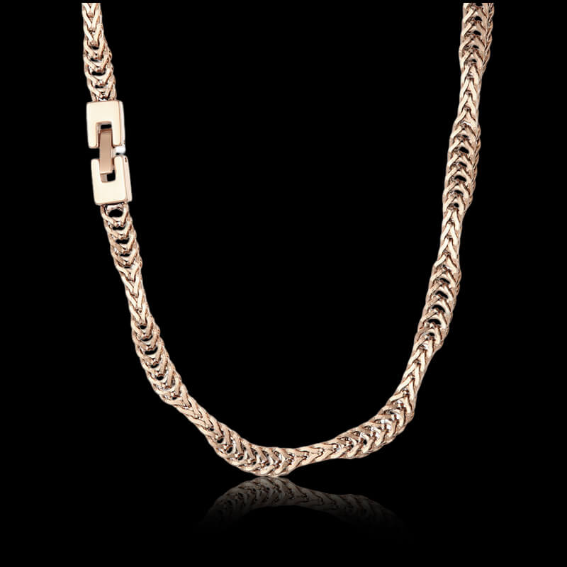 Irregular Wavy Stainless Steel Snake Chain 03 Rose Gold | Gthic.com