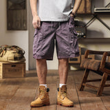 Japanese-Style Retro Loose-Fit Multi-Pocket Cargo Shorts | Gthic.com