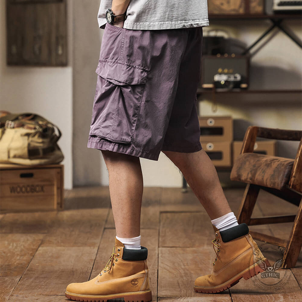 Japanese-Style Retro Loose-Fit Multi-Pocket Cargo Shorts
