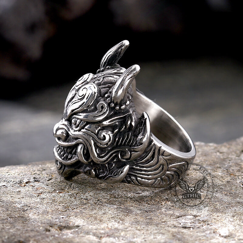 Japanese Demon Oni Stainless Steel Ring | Gthic.com