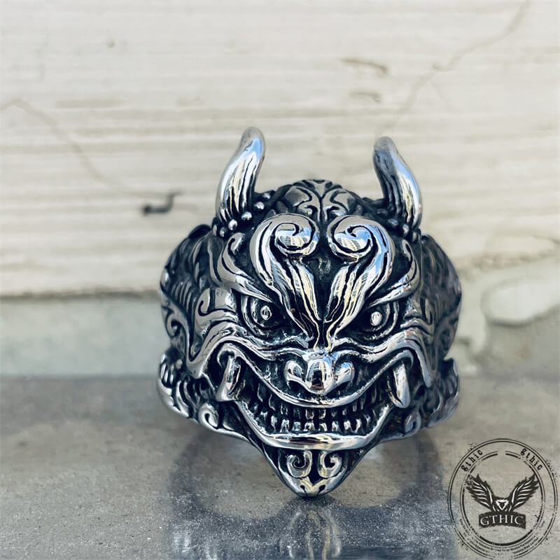 Japanese Demon Oni Stainless Steel Ring