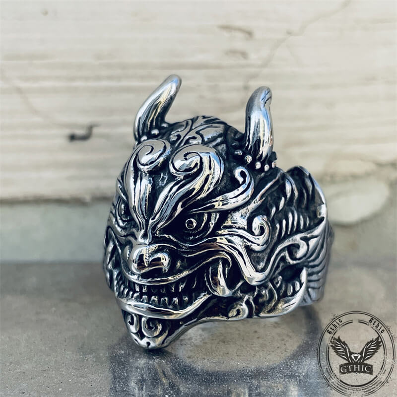 Japanese Demon Oni Stainless Steel Ring