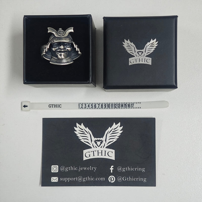 Japanese Helmet Samurai Sterling Silver Ring